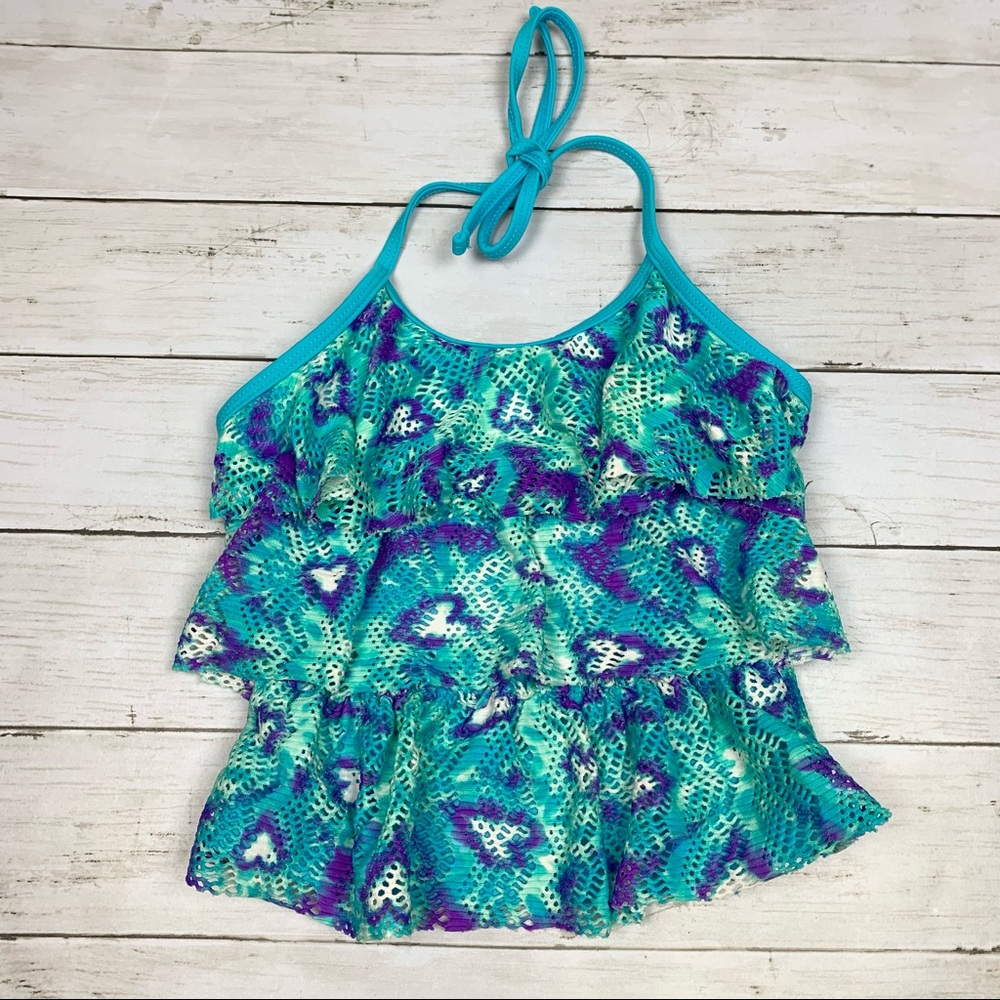 SO Heart Animal Print Halter Tankini Swimsuit Top